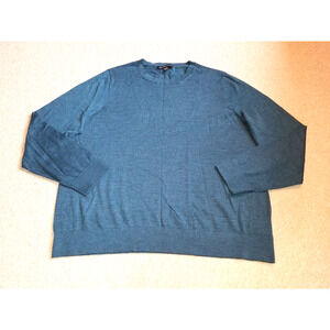 Womens Sweater-KATHERINE BARCLAY-blue 100% merino wool pullover ls-XXL